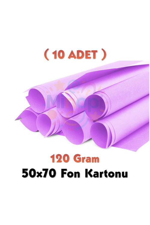 Lila Fon Kartonu 50X70 Cm 10'Lu Paket 120 Gr Renkli Fon Kartonu