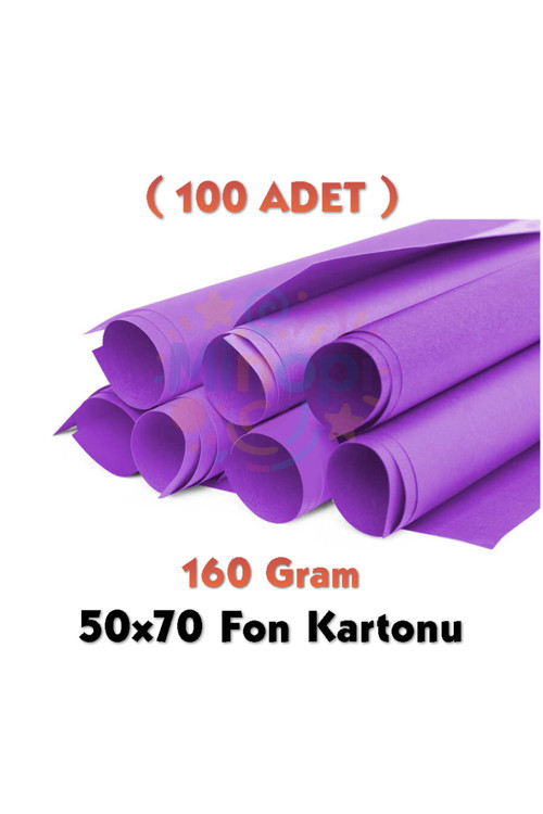 Mor Fon Kartonu 50X70 Cm 100'Lü Paket 160 Gr Renkli Fon Kartonu