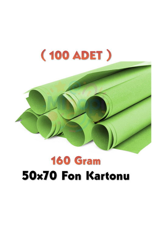 Açık Yeşil Fon Kartonu 50X70 Cm 100'Lü Paket 160 Gr Renkli Fon Kartonu