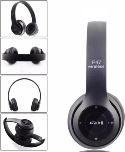 P47 Extra Bass Wireless Bluetooth Kulaklık 5.0+EDR FM Radyo Siyah