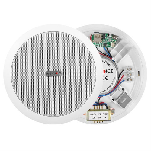 TPI-351 6 İnç 16 Cm Hat Trafolu Alçıpan Asma Tavan Tipi Hoparlör Mağaza Kolon 6W RMS MP3 Usb Uyumlu Beyaz