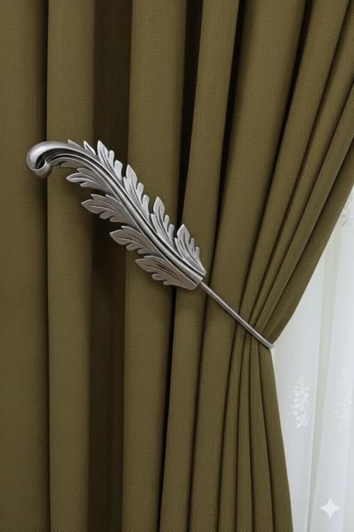 Fon Perde Toplayıcı Yaprak Renso 2 Adet 1Sağ-1Sol Gümüş