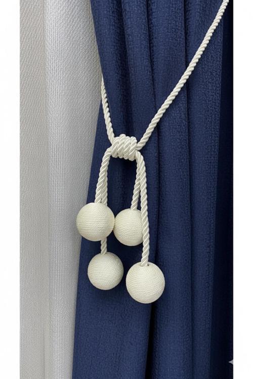 Modern Sarım 4 Toplu Braçol Kornişe Takmatik Ipli Tavan Perde Aksesuarı Krem