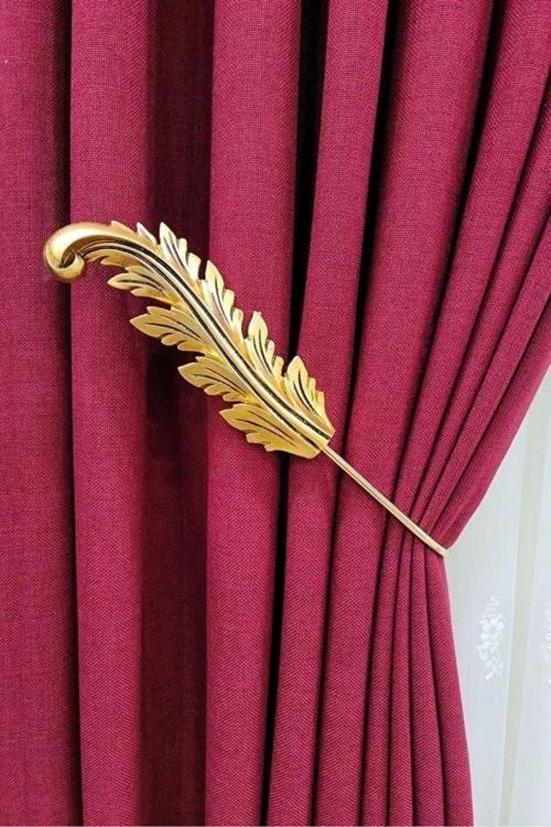 Fon Perde Toplayıcı Yaprak Renso 2 Adet 1Sağ-1Sol Gold