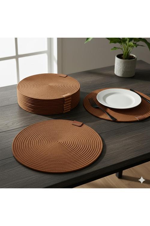 Amerikan Servis Runner 6 Lı Sunum Supla Çeyiz Takımı Örgü Tabak Altı Yanmaz