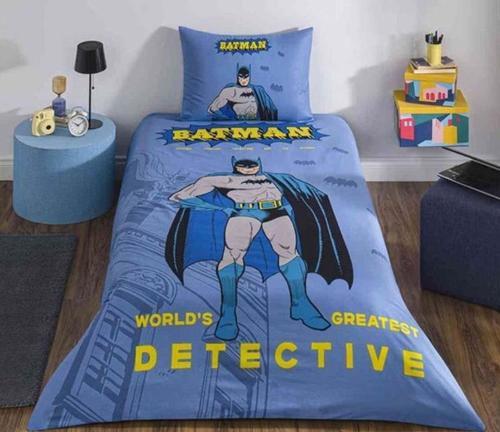 Lisanslı Fitted Çarşaflı Tek Kişilik Çocuk Nevresim Takımı-Batman Detective Mavi