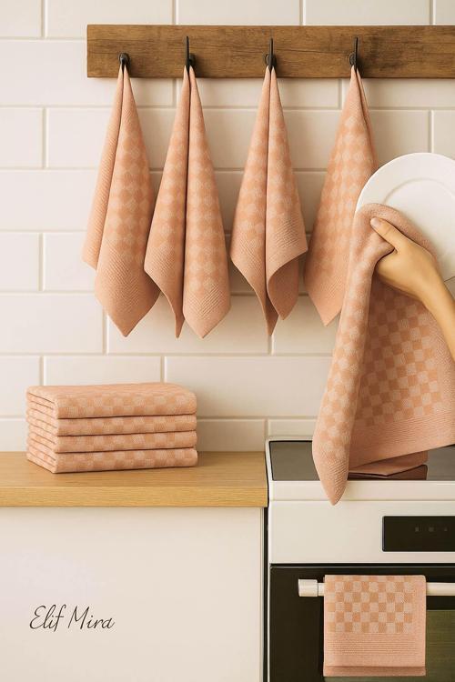 Kare Desenli Mutfak Kurulama Bezi Seti 10’lu 50x70 cm CasaLine