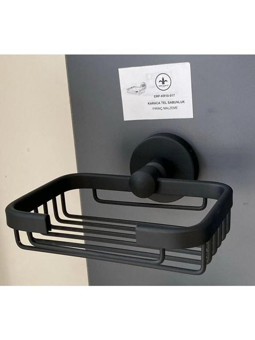 Adnoss Lüks Karaca Montajlı Tel Sabunluk Kare Siyah - Tel Sabunluk Siyah - Montajlı Sabunluk