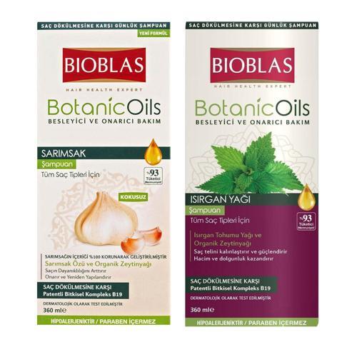 Botanic Oils Sarımsak Özlü ve Isırgan Yağlı 360 ml Şampuan x 2 li Karma Paket