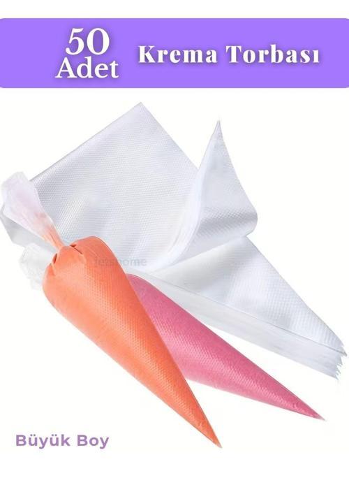 50'li Krema Torbası Kullan At Şanti Sıkma Torbası Büyük Boy Süsleme Torbası