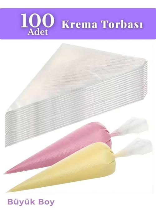 100'lü Krema Torbası Kullan At Şanti Sıkma Torbası Büyük Boy Süsleme Torbası