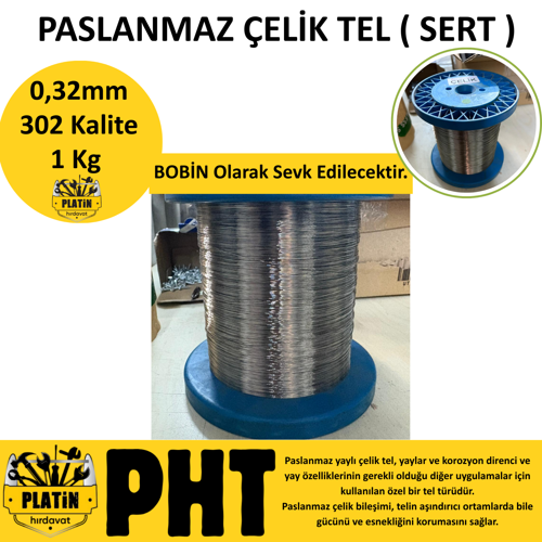 302 Kalite Paslanmaz Çelik Tel 0,32mm ( Parlak ) 1 Kg