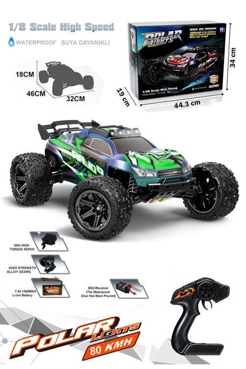 Büyük Boy Kumandalı Yüksek Hızlı Elektrikli Suya Dayanıklı 80KM/H 1:8 RC Oyuncak Araç Full Fonksiyon Araba