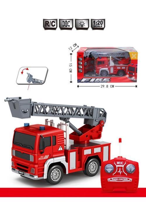 Kumandalı Oyuncak 1:20 Ölçek Pilli Işıklı Sesli Merdivenli İtfaiye Aracı