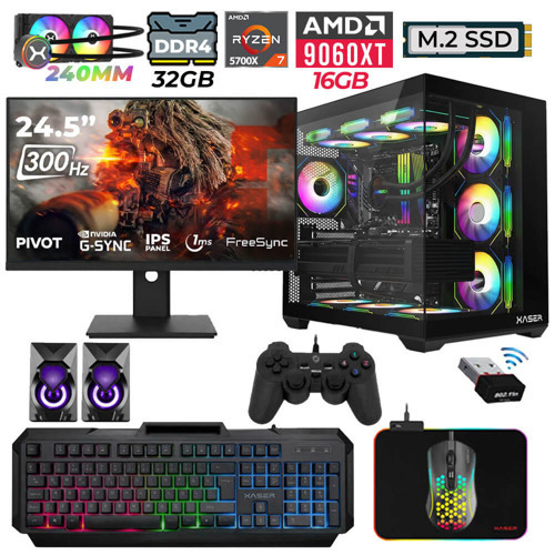 Nova x50 Ryzen 7 5700X 32GB Ram 1TB M.2 NVMe SSD 16GB RX9060 XT Sıvı Soğutmalı 24.5" 300Hz Oyuncu Tavsiye sistem