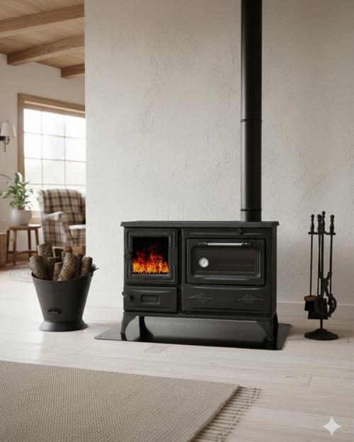 Stove Kırkgöze Büyük Camlı Fırınlı Şömine Soba