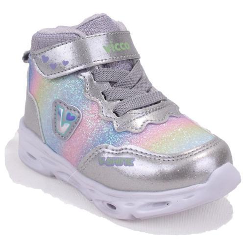 Poni 946B25K430 Gümüş Ortopedik Işıklı Kız Bebe Spor Bot