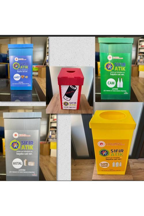 4 Lü Sıfır Atık Kutusu Ve Pil Atık Kutusu