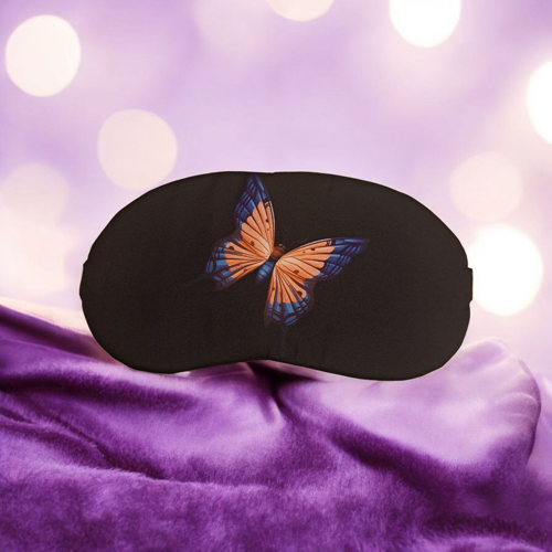 Işığı Geçirmez Yumuşak Rahat Kelebek Desenli Uyku Bandı Uyku Gözlüğü Araba Ev Ofis Spa Meditasyon Göz Bandı