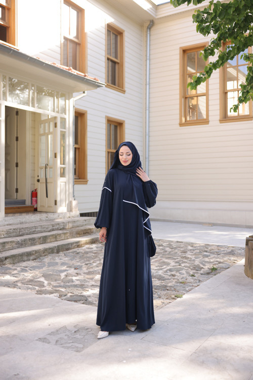 Biyeli Kendinden Şallı Abaya Yarasa-Medine İpeği