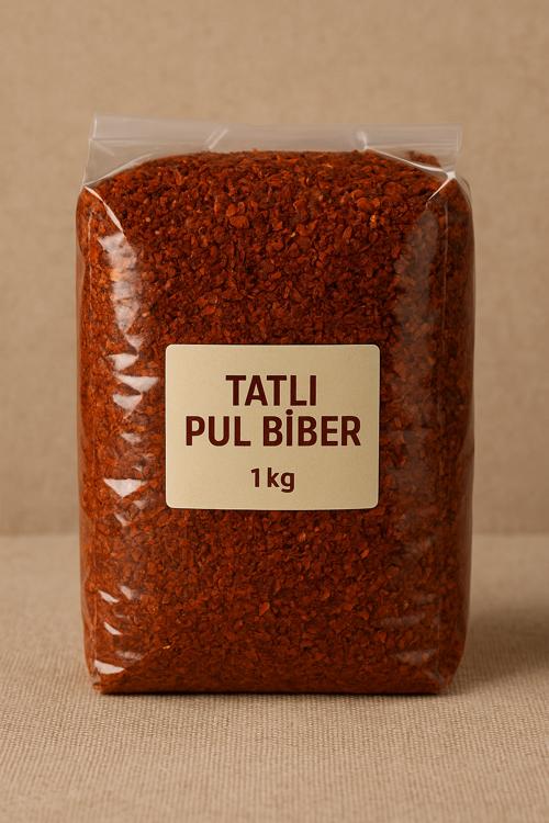 Tatlı Pul Biber 1 kg – Doğal, Renkli ve Yumuşak Aromalı Biber