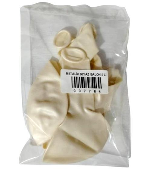 Metalik Beyaz Balon 5 li - 2 paket