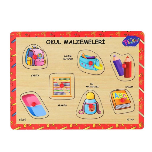 BFS ONY-196-197 Ahşap Tutmalı Okul Malzemeleri -Onyıl Oyuncak