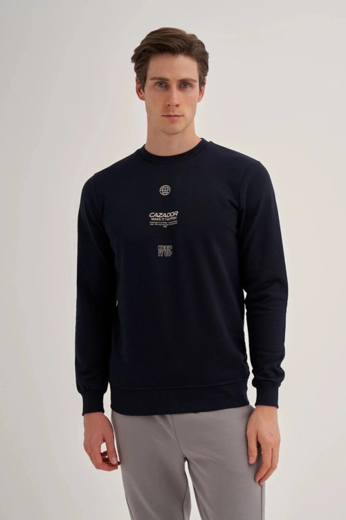 3 iplik Erkek Lacivert Sweatshirt 5222