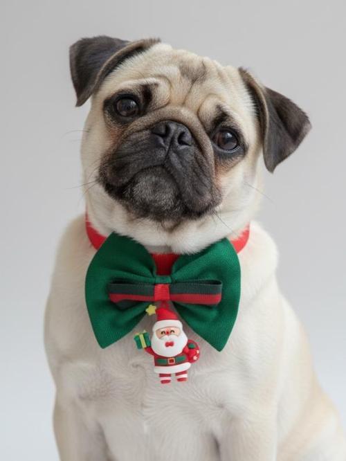 Noel Baba Köpek Papyon Tasması |  Yeşil Kırmızı Fiyonk Boyun Aksesuarı | Noel Temalı Köpek Süsü | Orta ve Büyük Irklar İ