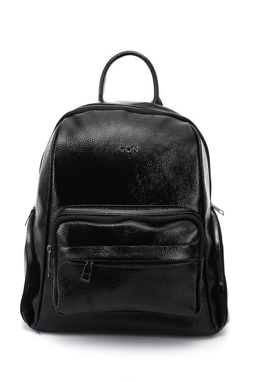 Kadın Siyah Rugan El ve Sırt Çantası