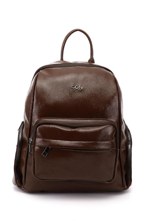 Kadın Kahve Rugan El ve Sırt Çantası