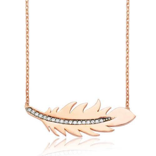 925 Ayar Gümüş Kuş Tüyü Kolye