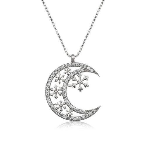925 Ayar Gümüş Ay Kar Tanesi Kadın Gümüş Kolye