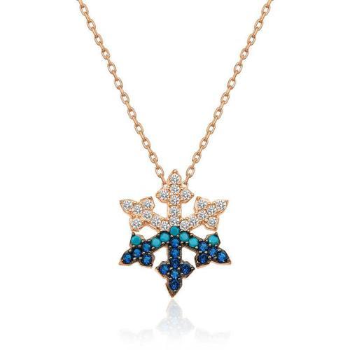 925 Ayar Gümüş Rose Kar Tanesi Kadın Gümüş Kolye