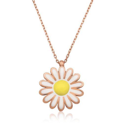 925 Ayar Gümüş Papatya Kadın Gümüş Kolye