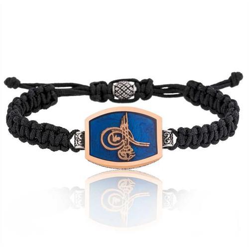 925 Ayar Gümüş Tuğralı Makrome Erkek Bileklik