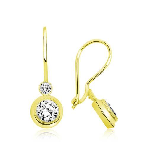 925 Ayar Gümüş Gold Sallantılı Tek Taş Küpe