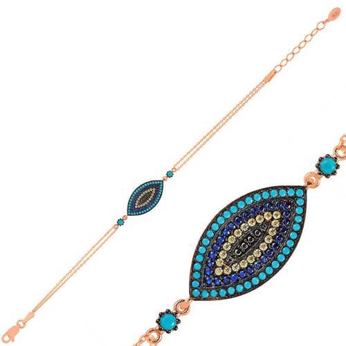 925 Ayar Gümüş Rose Nazar Bileklik