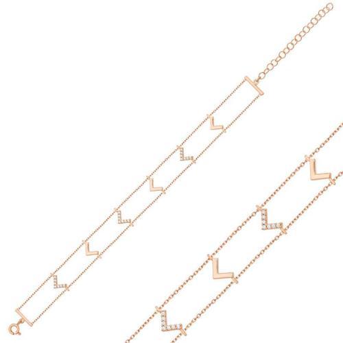 925 Ayar Gümüş Rose V Bileklik