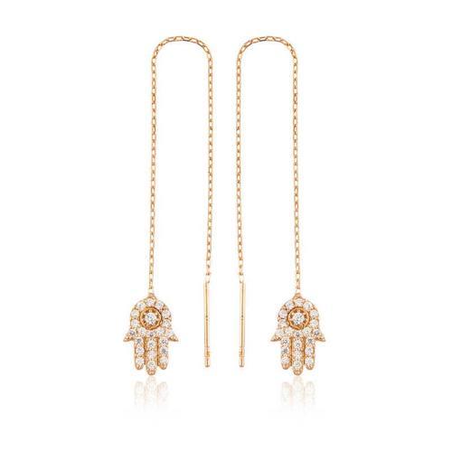 925 Ayar Gümüş Zincirli Fatma Ana Eli Küpe