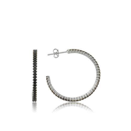 925 Ayar Gümüş Tamtur Siyah Taşlı Küpe