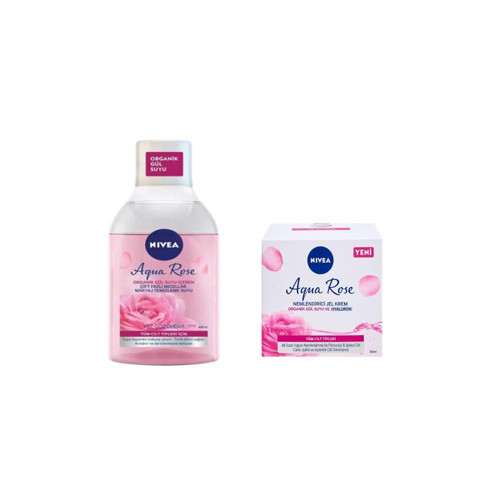 Aqua Rose Organik Gül Suyu Nemlendirici 50 ml + Çift Fazlı Makyaj Temizleme Suyu 400 ml