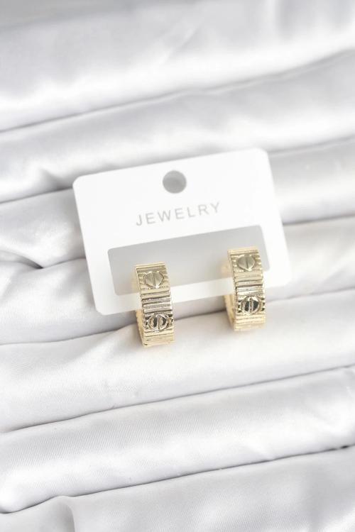 Pirinç Gold Renk Halka Kadın Küpe