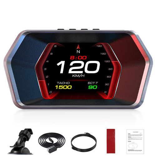 P17 HUD OBD2 & GPS Çift Sistemli Araç Bilgisayarı | Dijital Kilometre, Su ve Yağ Sıcaklığı Ölçer, Hız & Alarm Göstergeli Oto Elektroniği