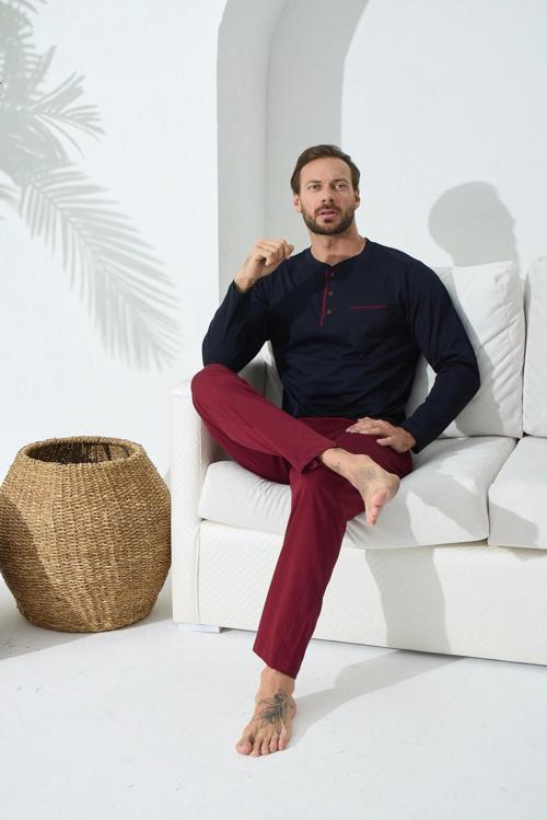 9221 Erkek Midi Yaka Pijama Takım