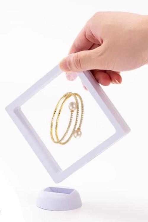 9x9 cm Standlı 3D Takı Ziynet Hatıra Koleksiyon Saklama Kutusu Şeffaf Film Çerçevesi