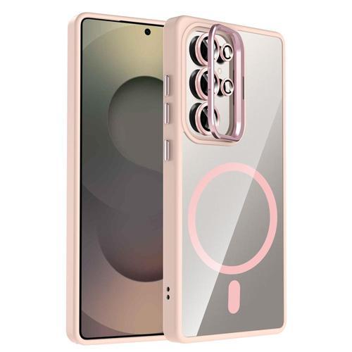 Galaxy S25 Ultra Kılıf Standlı ve Kamera Lens Hediyeli M-Safe Şarj Özellikli Zore Etro Kapak