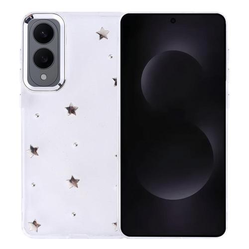 Galaxy S25 Edge Kılıf Airbag Tasarımlı Simli Şeffaf Zore Kutup Kapak