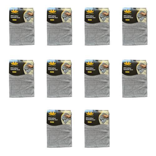 Miss Clean Mikrofiber Kareli Yüzey Cam Temizlik Bezi 50x70 Cm Süper Emici - 320 Gr. - Gri - 10 Adet