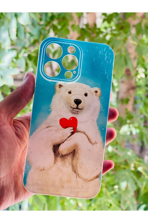 İphone 14 Pro Max Uyumlu Kılıf Ayıcık Desenli Baskılı Silikon
